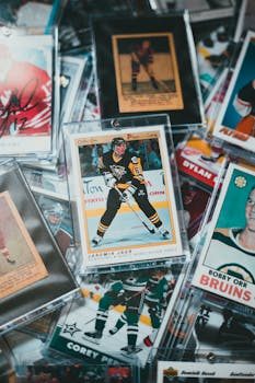 Close up of a collector using a centering tool to check a sports card's alignment
