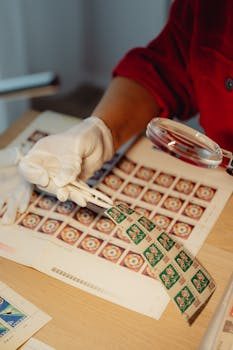 A group of collectors gathered around a table inspecting coins and trading cards at a local club meeting.