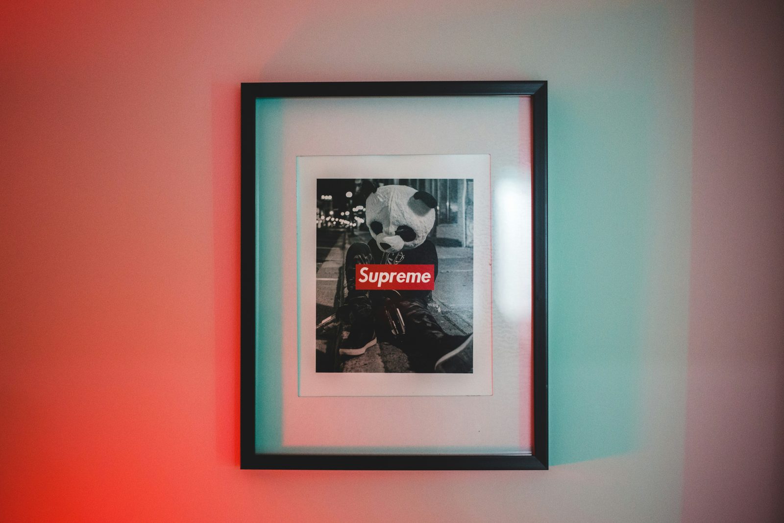 black Supreme Panda mascot wall decor