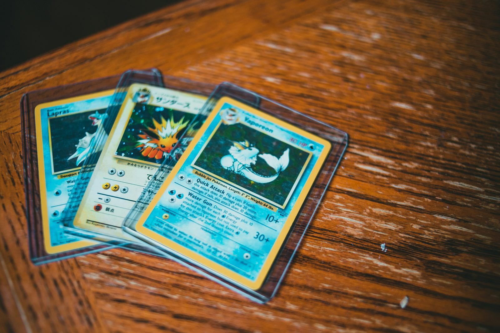 white and blue trading card