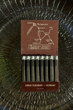 A collection of vintage matchbooks displayed in a clear album sleeve, showing colorful cover art from various decades.